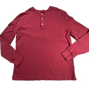 J. Crew Henley Shirt Mens XL Red  Long Sleeve Cotton Pullover Button Placket